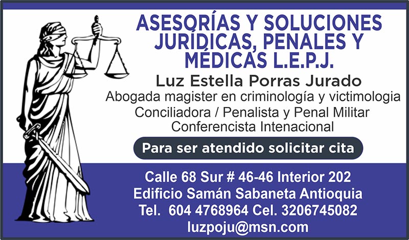 ASESORÍAS Y SOLUCIONES JURÍDICAS, PENALES Y MÉDICAS L.E.P.J.