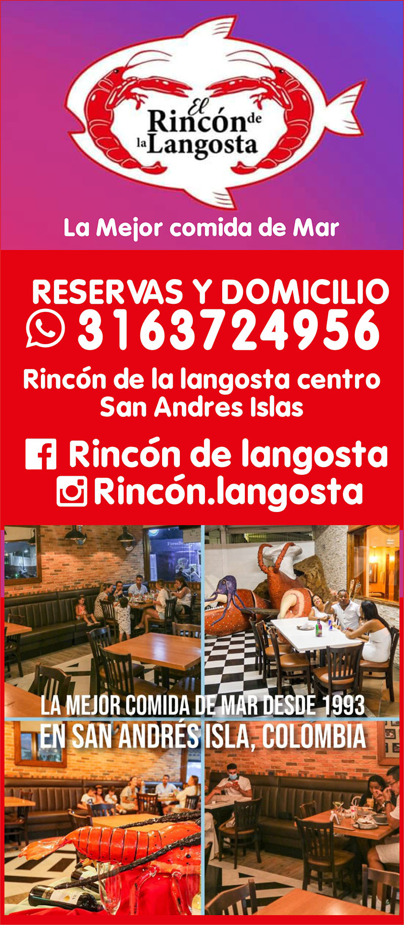 EL RINCON DE LA LANGOSTA RESTAURANTES EN SAN ANDRES LANGOSTA